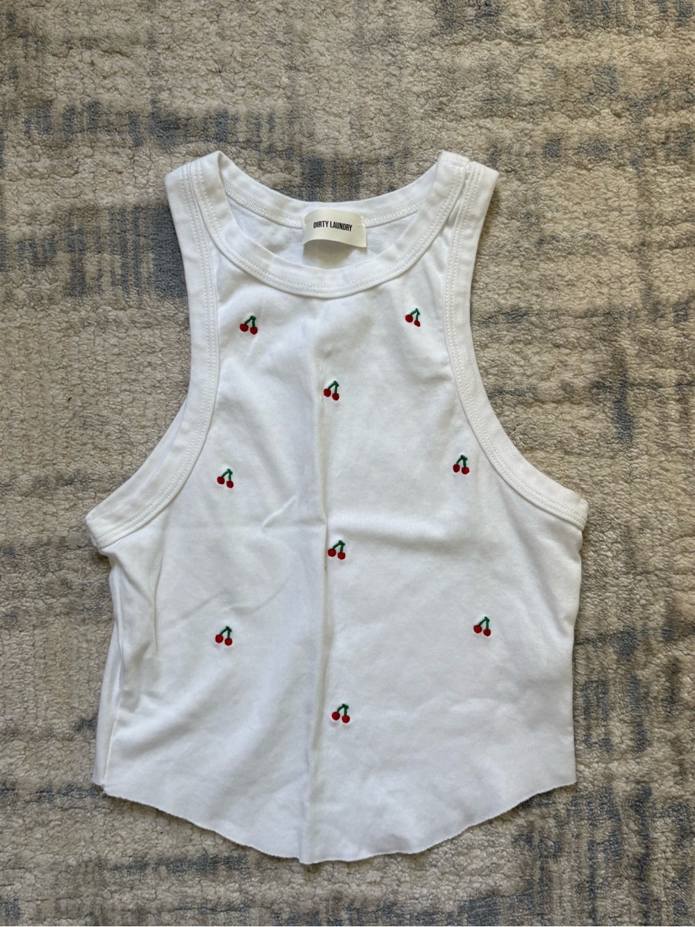 NWOT Dirty Laundry White Cherry Embroidered Tank Top